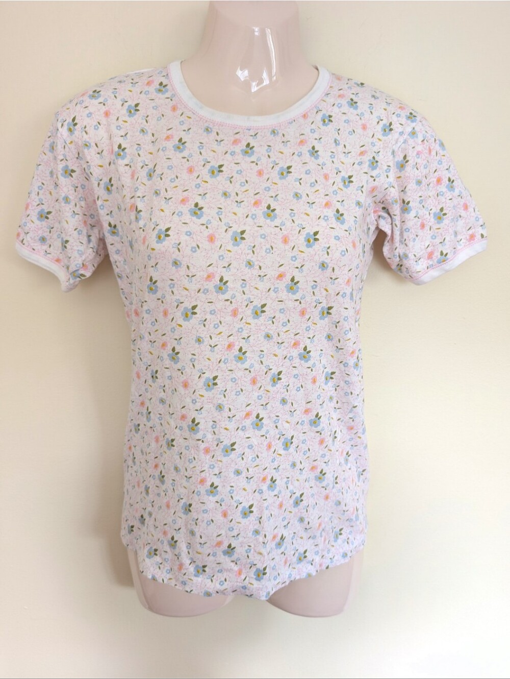 Vintage Floral Print Short Sleeve T-shirt Small